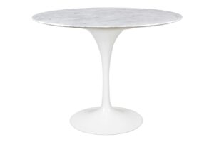 Stół TULIP MARBLE 100 CARRARA biały - blat okrągły marmurowy