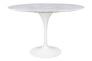 Stół TULIP MARBLE 120 CARRARA biały - blat okrągły marmurowy