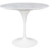 Stół TULIP MARBLE 90 CARRARA biały - blat okrągły marmurowy
