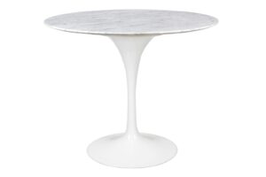 Stół TULIP MARBLE 90 CARRARA biały - blat okrągły marmurowy