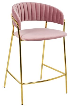 Krzesło barowe MARGO 65 brudny róż - welur