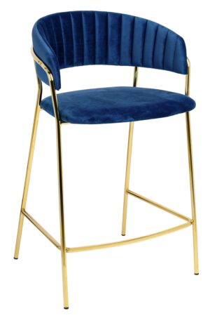 Krzesło barowe MARGO 65 ciemny niebieski - welur