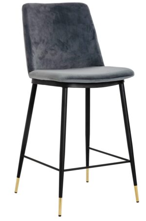 Krzesło barowe DIEGO 65 ciemny szary - welur