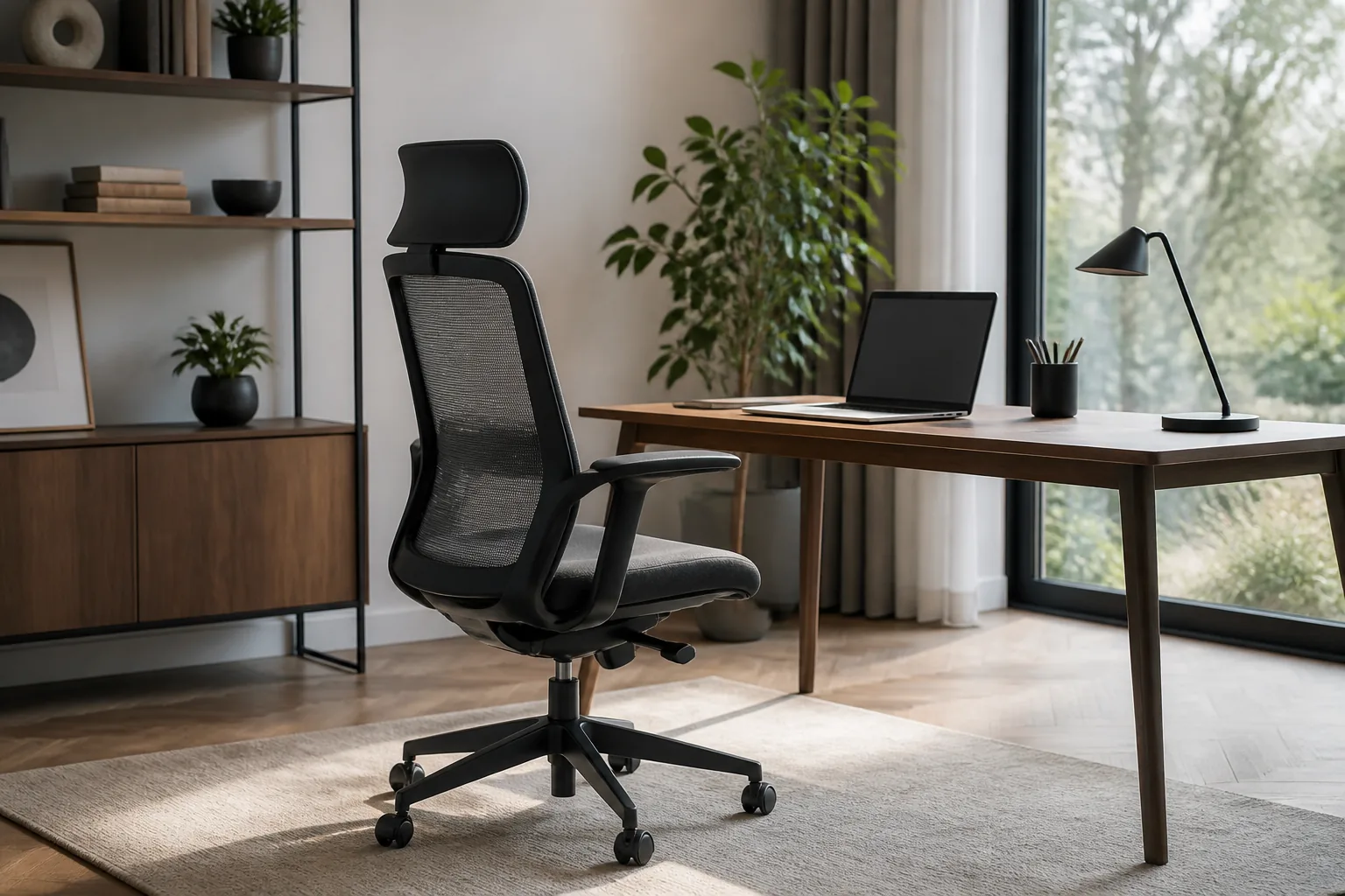 Fotele obrotowe w domowym biurze przy biurku, dobrane do ergonomii i stylu wnętrza
